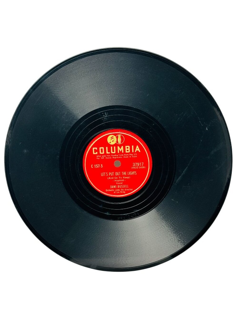 Jane Russell Lets Put Out The Lights 10in Shellac 78 RPM Columbia 37917
